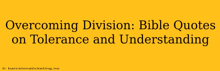 Overcoming Division: Bible Quotes on Tolerance and Understanding