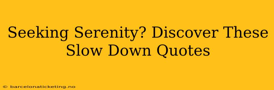 Seeking Serenity? Discover These Slow Down Quotes
