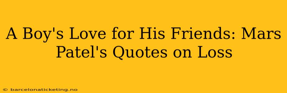A Boy's Love for His Friends: Mars Patel's Quotes on Loss