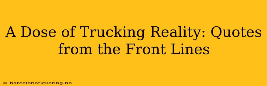 A Dose of Trucking Reality: Quotes from the Front Lines