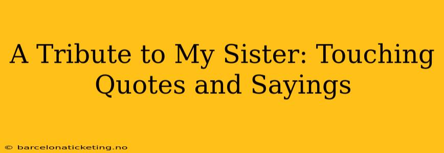 A Tribute to My Sister: Touching Quotes and Sayings