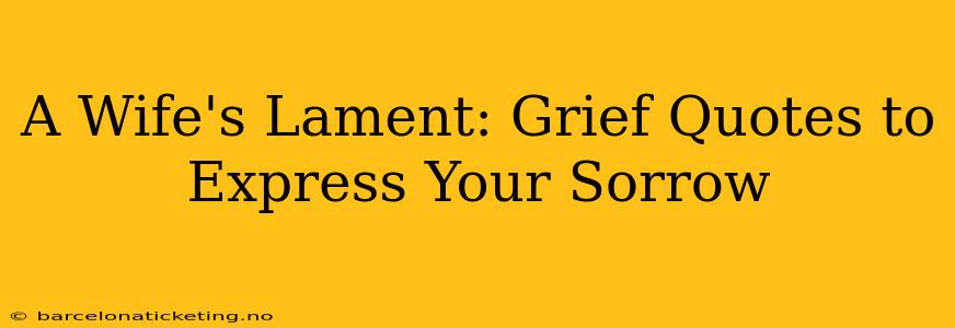 A Wife's Lament: Grief Quotes to Express Your Sorrow
