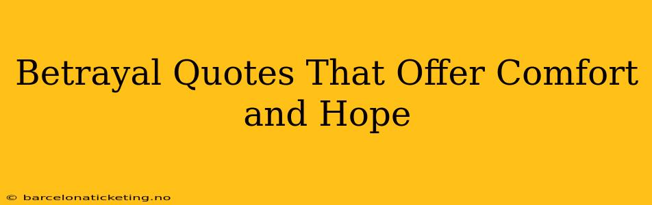 Betrayal Quotes That Offer Comfort and Hope
