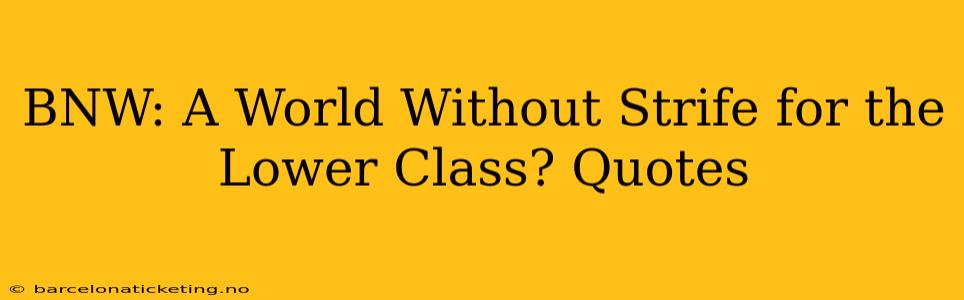 BNW: A World Without Strife for the Lower Class? Quotes