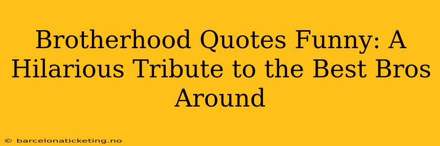 Brotherhood Quotes Funny: A Hilarious Tribute to the Best Bros Around