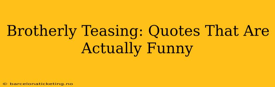 Brotherly Teasing: Quotes That Are Actually Funny