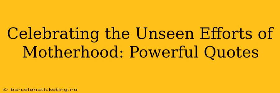 Celebrating the Unseen Efforts of Motherhood: Powerful Quotes