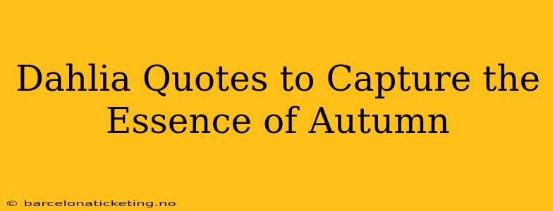 Dahlia Quotes to Capture the Essence of Autumn