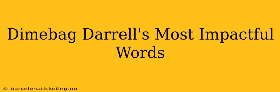Dimebag Darrell's Most Impactful Words