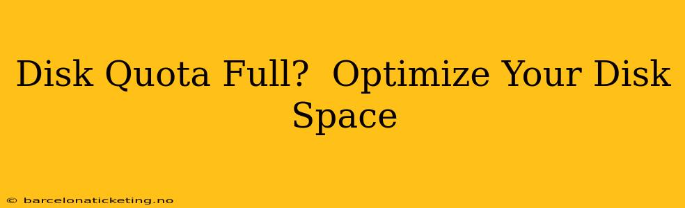 Disk Quota Full?  Optimize Your Disk Space