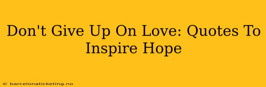 Don't Give Up On Love: Quotes To Inspire Hope