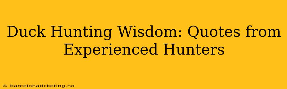 Duck Hunting Wisdom: Quotes from Experienced Hunters