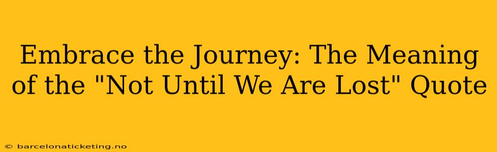 Embrace the Journey: The Meaning of the "Not Until We Are Lost" Quote