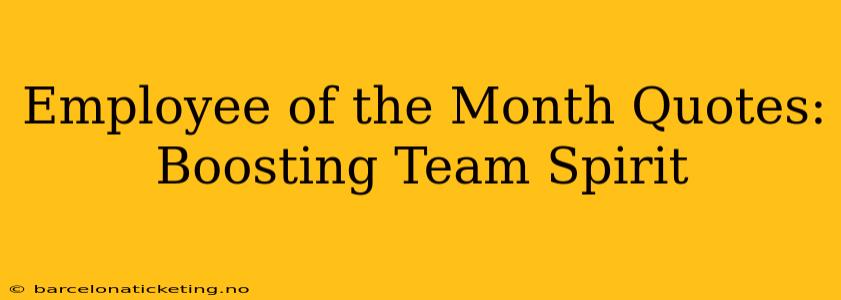 Employee of the Month Quotes:  Boosting Team Spirit