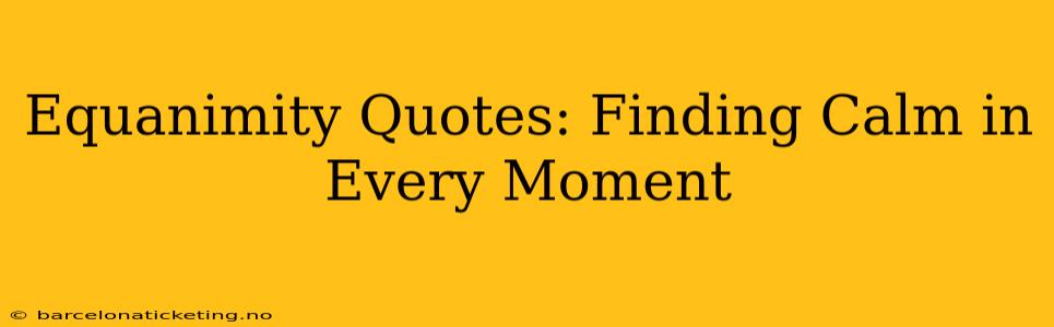 Equanimity Quotes: Finding Calm in Every Moment