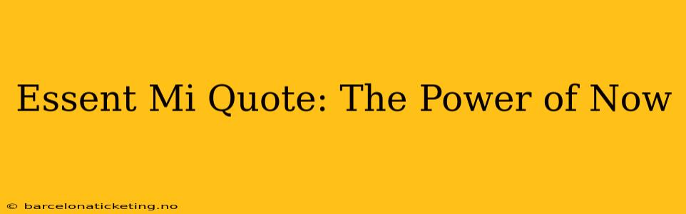 Essent Mi Quote: The Power of Now