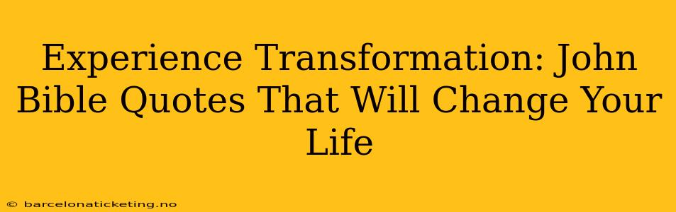 Experience Transformation: John Bible Quotes That Will Change Your Life