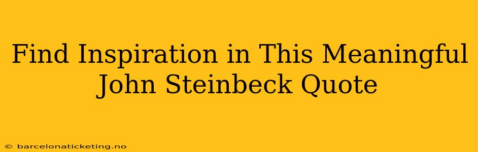 Find Inspiration in This Meaningful John Steinbeck Quote