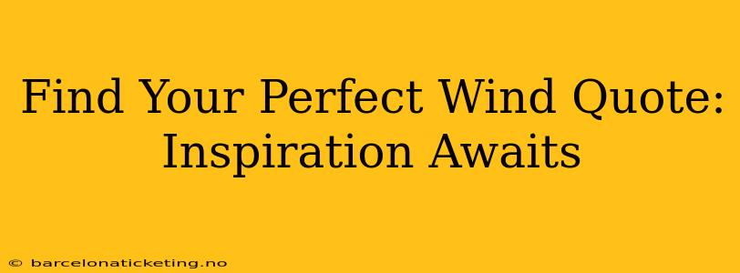Find Your Perfect Wind Quote: Inspiration Awaits