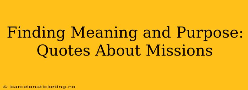Finding Meaning and Purpose:  Quotes About Missions