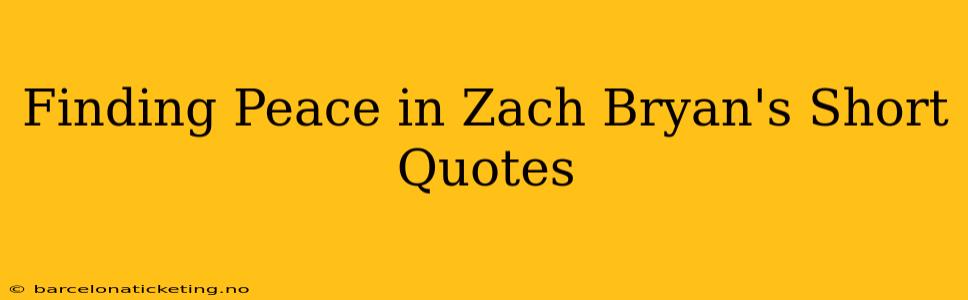 Finding Peace in Zach Bryan's Short Quotes