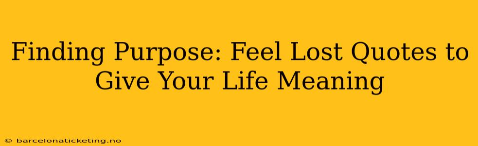 Finding Purpose: Feel Lost Quotes to Give Your Life Meaning