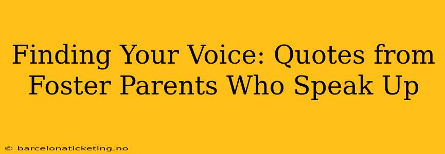 Finding Your Voice: Quotes from Foster Parents Who Speak Up