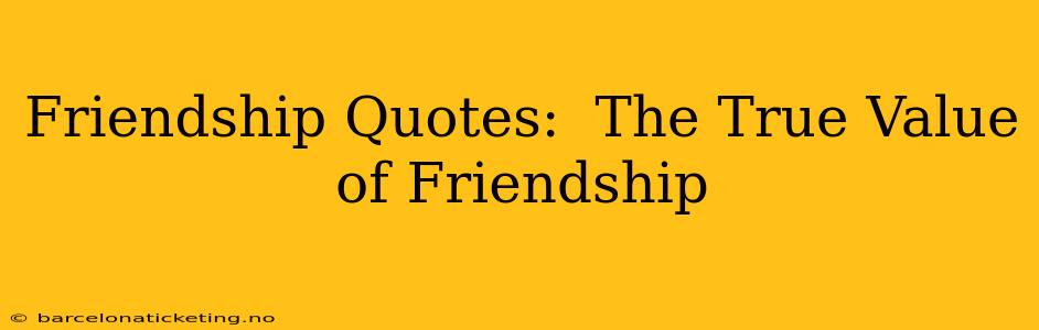Friendship Quotes:  The True Value of Friendship