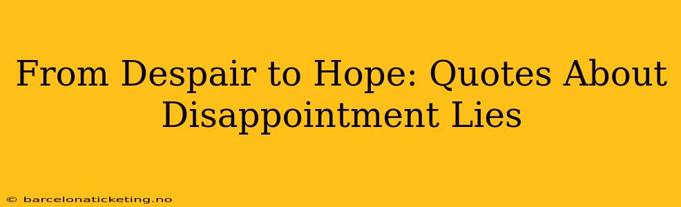 From Despair to Hope: Quotes About Disappointment Lies