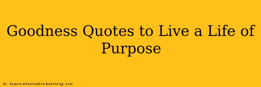 Goodness Quotes to Live a Life of Purpose