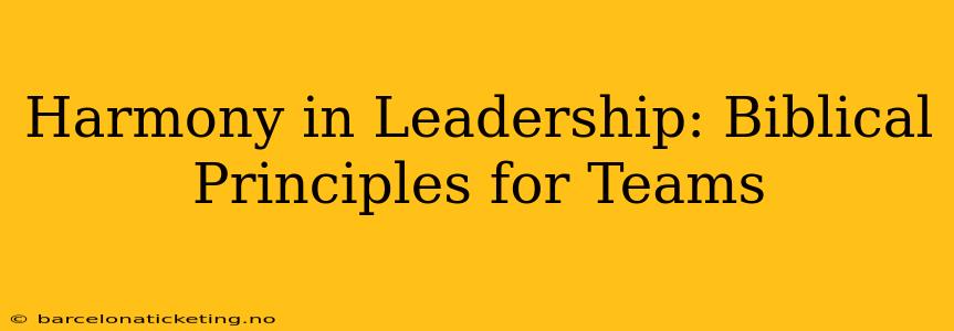 Harmony in Leadership: Biblical Principles for Teams