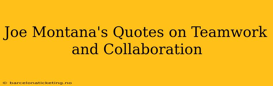 Joe Montana's Quotes on Teamwork and Collaboration