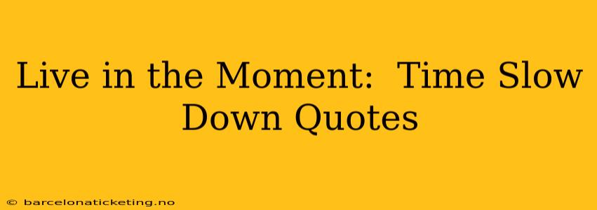 Live in the Moment:  Time Slow Down Quotes