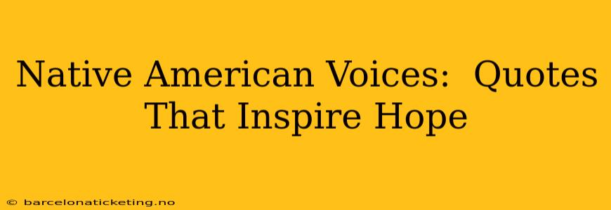 Native American Voices:  Quotes That Inspire Hope