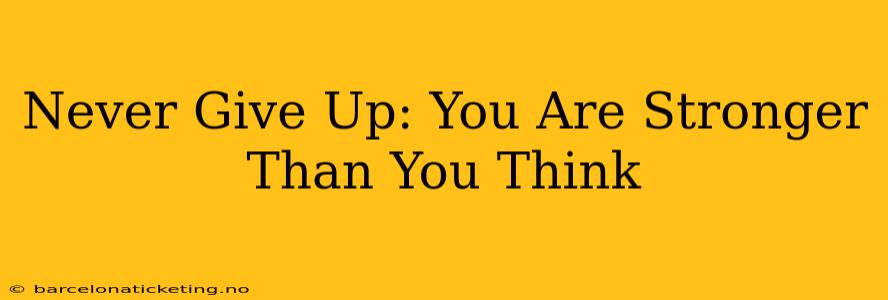 Never Give Up: You Are Stronger Than You Think