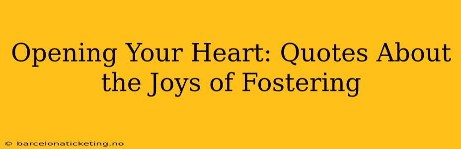 Opening Your Heart: Quotes About the Joys of Fostering
