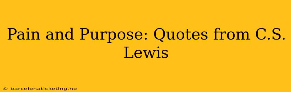 Pain and Purpose: Quotes from C.S. Lewis