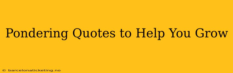 Pondering Quotes to Help You Grow