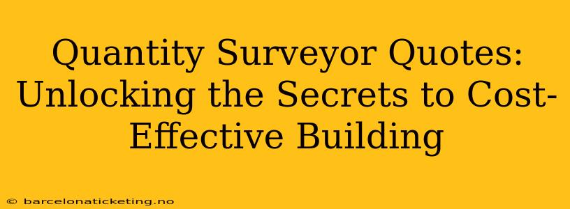 Quantity Surveyor Quotes:  Unlocking the Secrets to Cost-Effective Building
