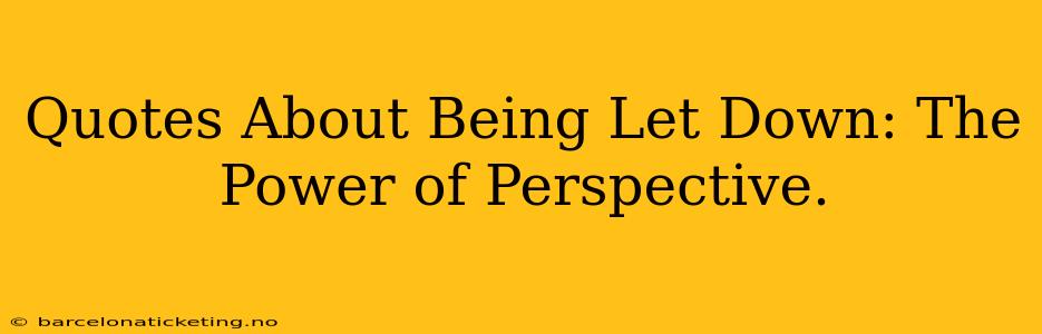 Quotes About Being Let Down: The Power of Perspective.
