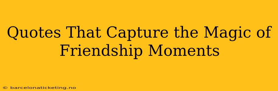 Quotes That Capture the Magic of Friendship Moments