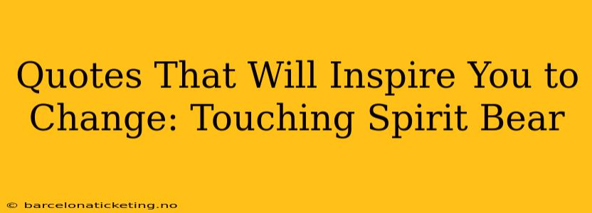 Quotes That Will Inspire You to Change: Touching Spirit Bear