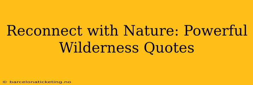 Reconnect with Nature: Powerful Wilderness Quotes