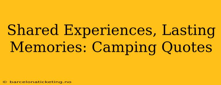 Shared Experiences, Lasting Memories: Camping Quotes