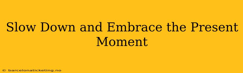 Slow Down and Embrace the Present Moment
