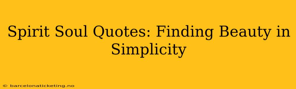 Spirit Soul Quotes: Finding Beauty in Simplicity