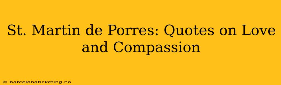 St. Martin de Porres: Quotes on Love and Compassion
