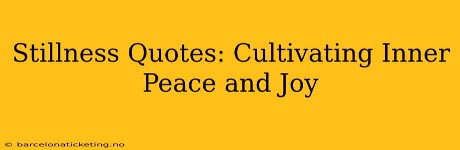 Stillness Quotes: Cultivating Inner Peace and Joy