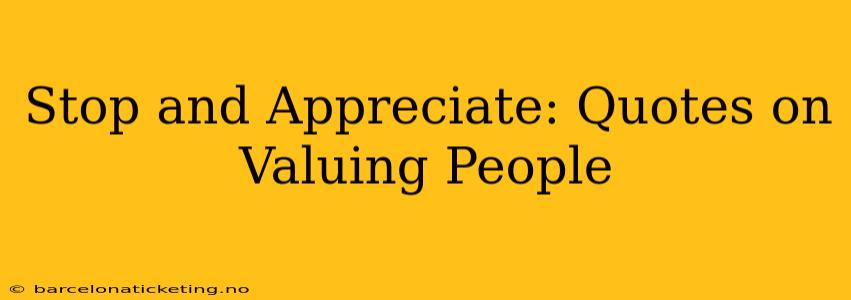 Stop and Appreciate: Quotes on Valuing People
