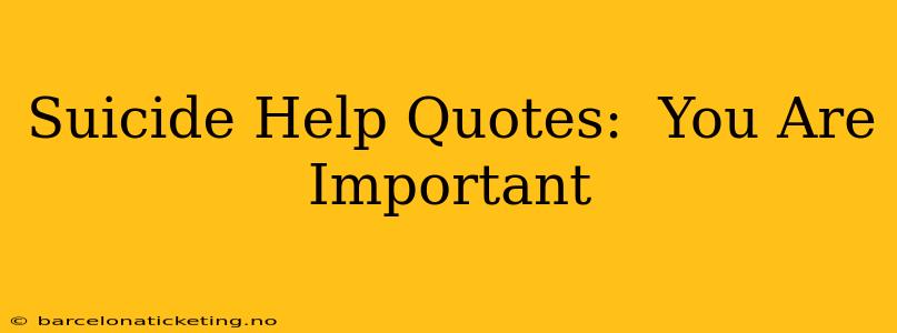Suicide Help Quotes:  You Are Important